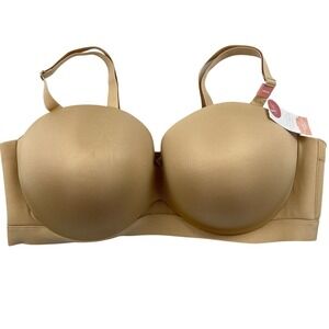 Cacique Comfort Bliss Plunge Multi-Way Strapless Bra 46DDD Tan Comfort Bliss NWT